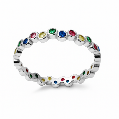 Color Symphony Silver Band Ring