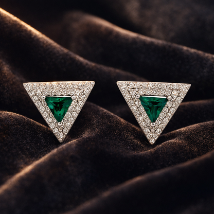 Iyamy Silver Earring – Triangle with Stone