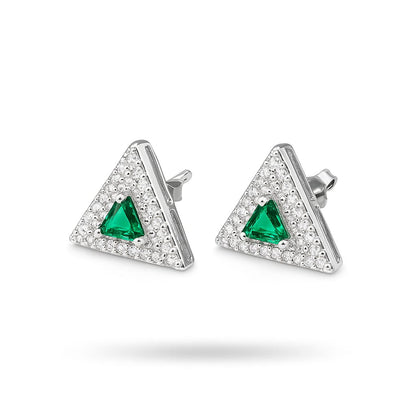 Iyamy Silver Earring – Triangle with Stone