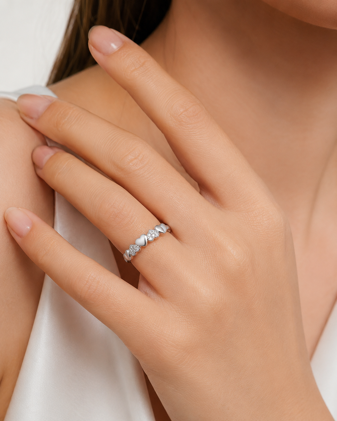 HEART CLUSTER 925 SILVER RING