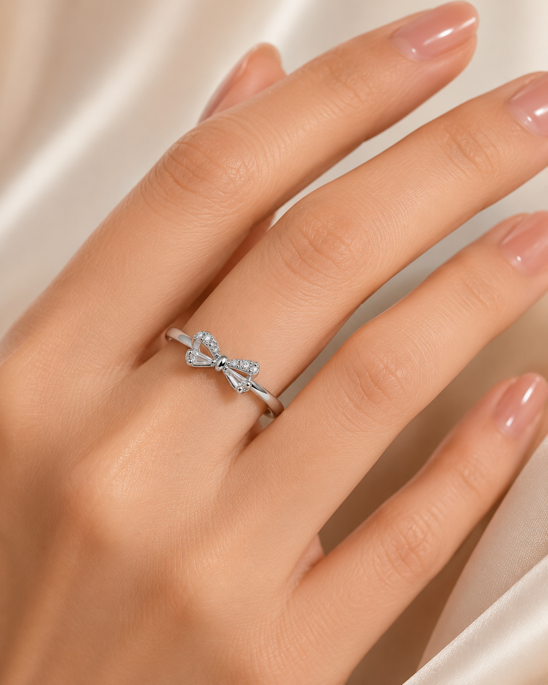 925 STERLING CRYSTAL RIBBON SILVER RING