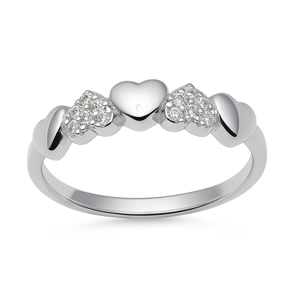 HEART CLUSTER 925 SILVER RING