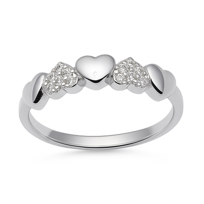 HEART CLUSTER 925 SILVER RING
