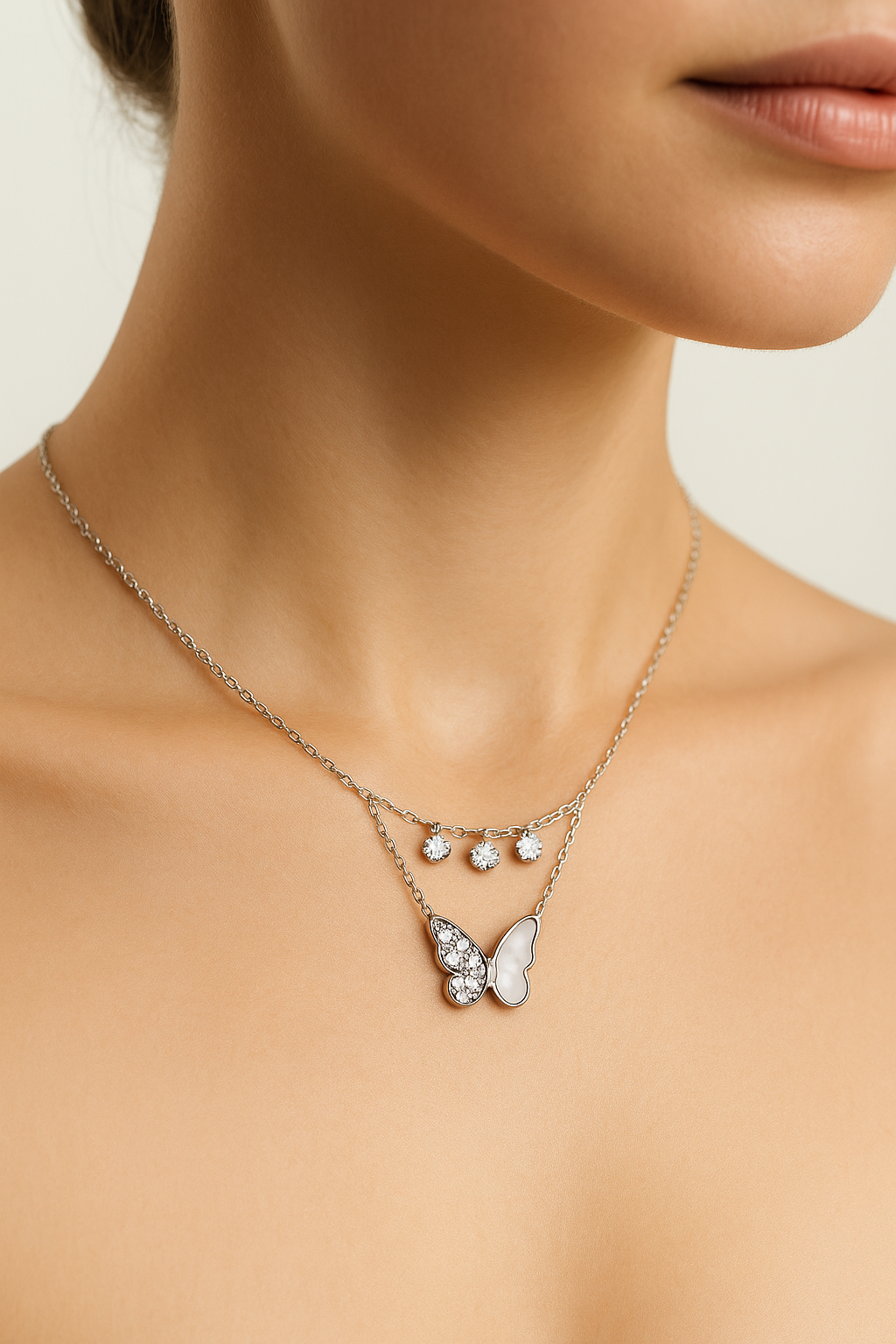 Iyamy Butterfly Pendant Silver Necklace – Grace in Pure Silver