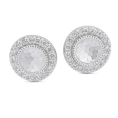 Celestial Halo 925 Sterling Silver Round Stud Earrings