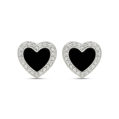 Midnight Heart 925 Sterling Silver Stud Earrings