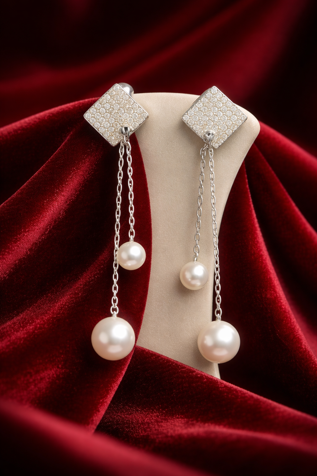 Celeste Pearl Cascade 925 Sterling Silver Drop Earrings