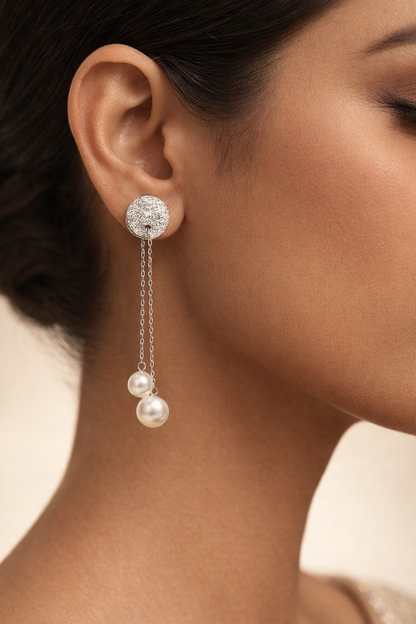 Luna Pearl Cascade 925 Sterling Silver Drop Earrings