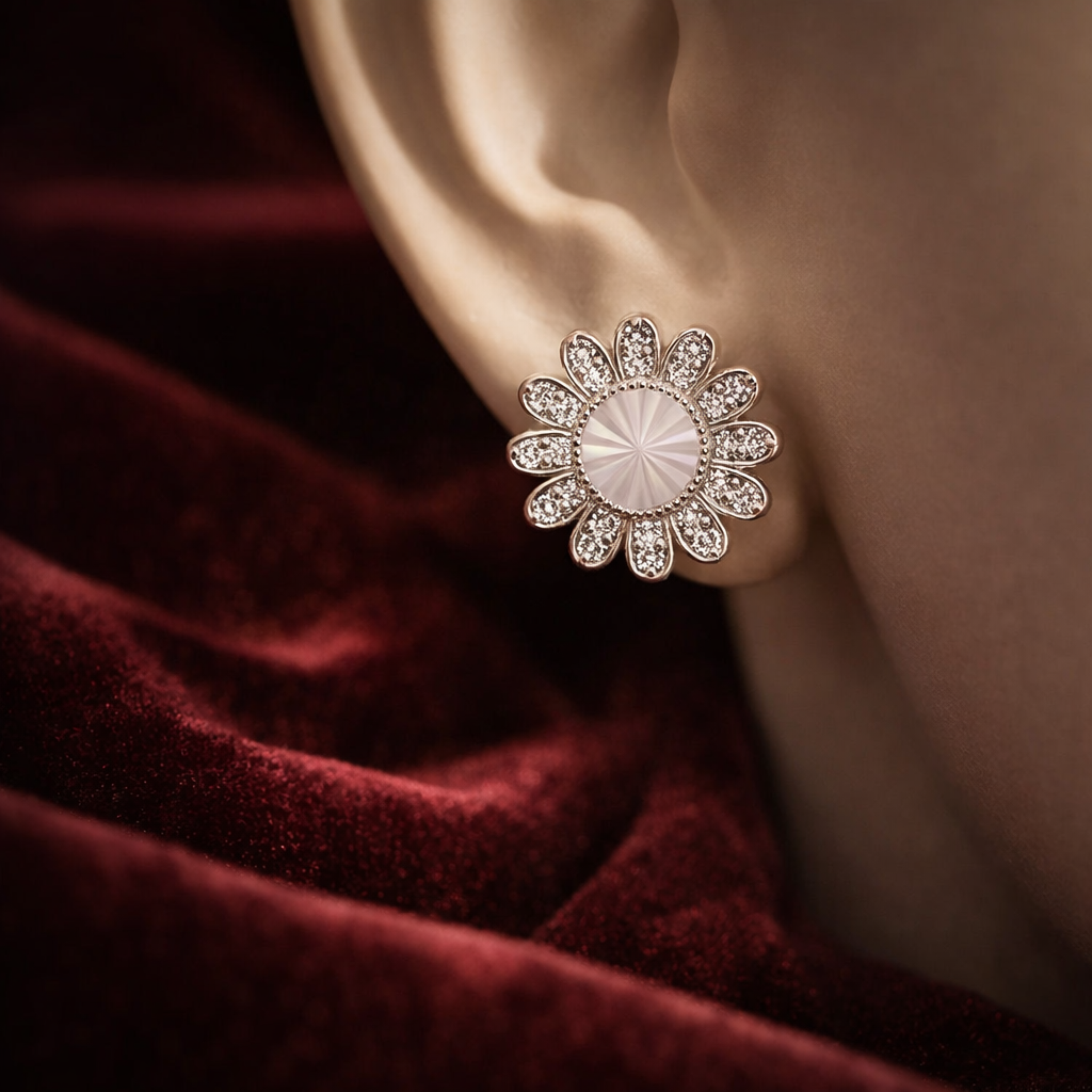 Sunflower Radiance 925 Sterling Silver Stud Earrings