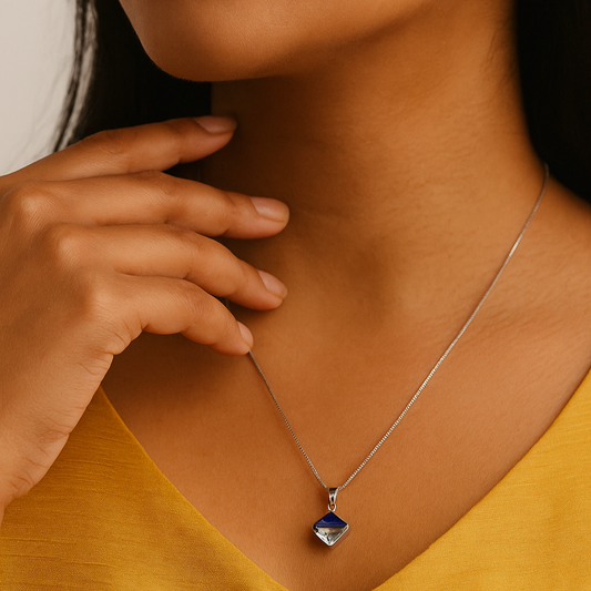 Iyamay Blue Heart Silver Necklace