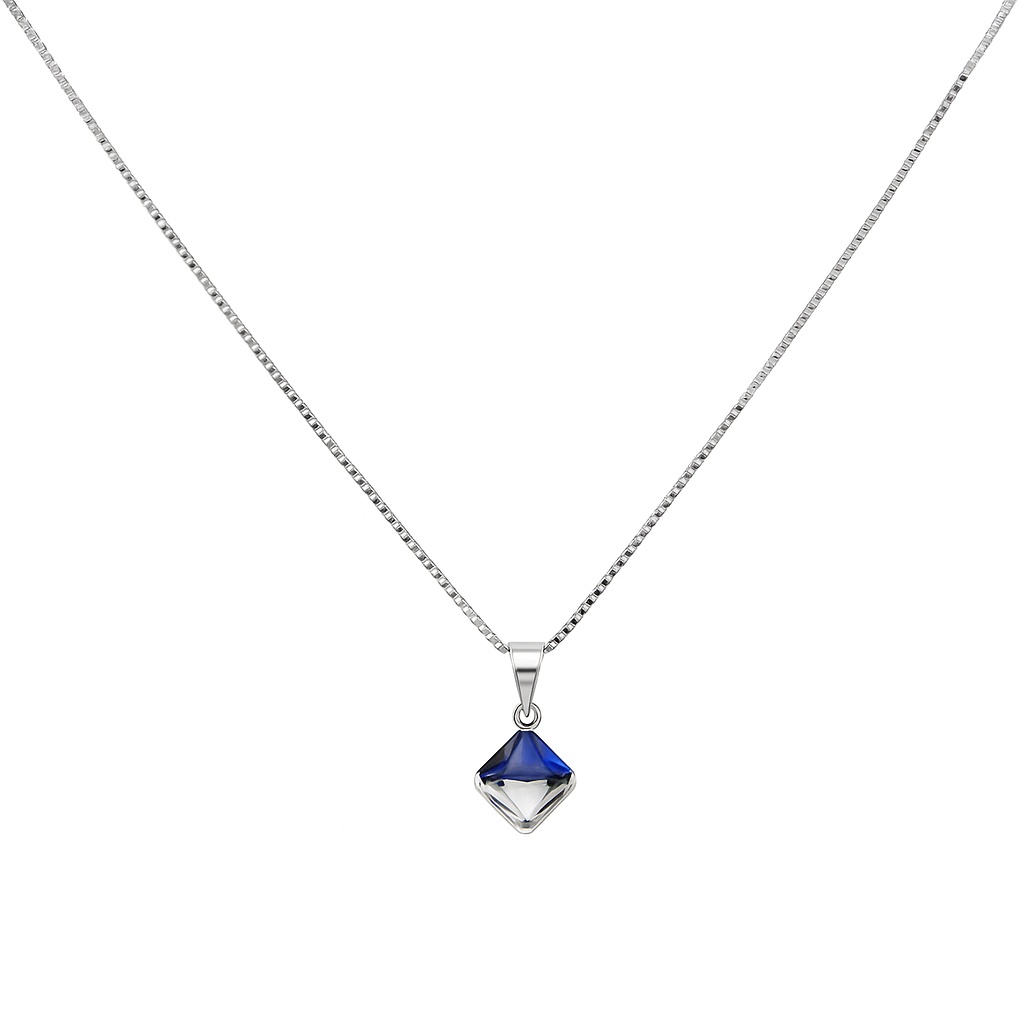 Iyamay Blue Heart Silver Necklace