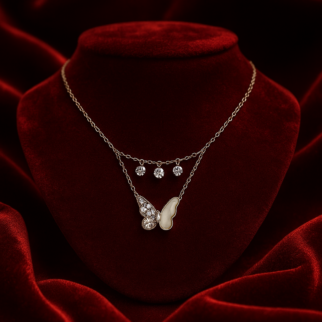 Iyamy Silver Necklace with Butterfly Pendant