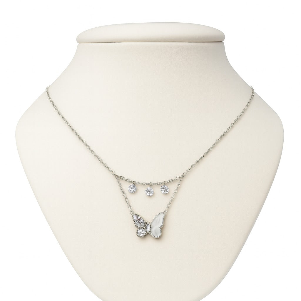 Iyamy Silver Necklace with Butterfly Pendant