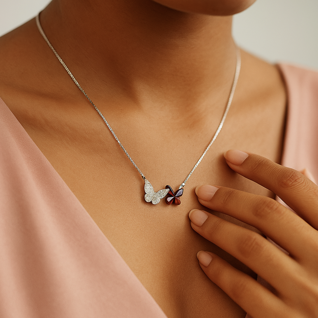 Iyamy Silver Necklace – Butterfly Pendant