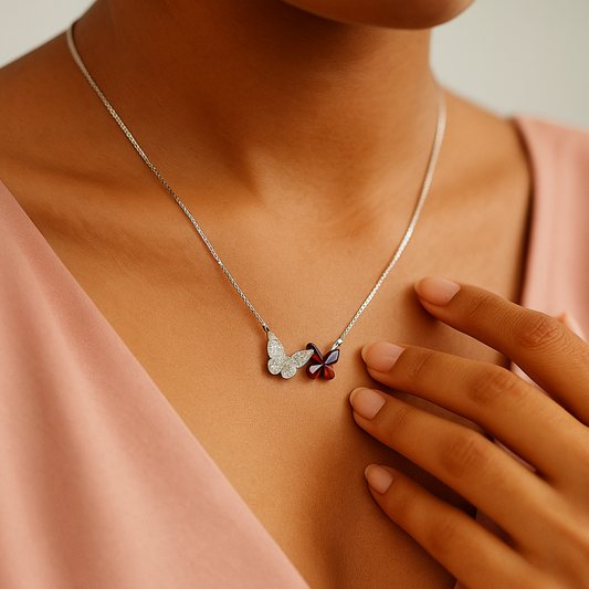 Iyamy Silver Necklace – Butterfly Pendant