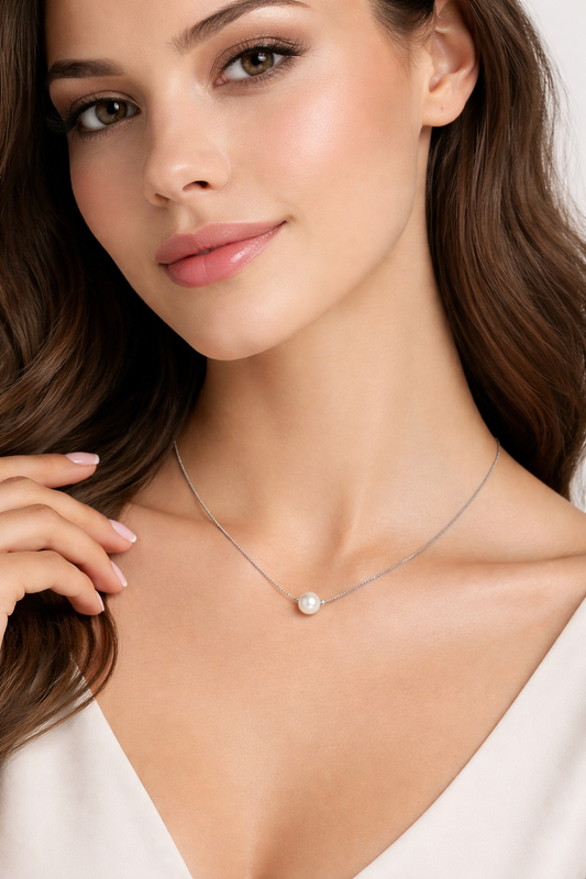Iyamy Silver Necklace – Pearl Pendant