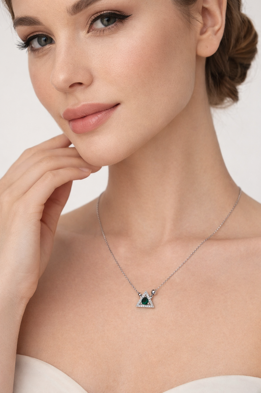 Iyamy Silver Triangle Pendant Necklace