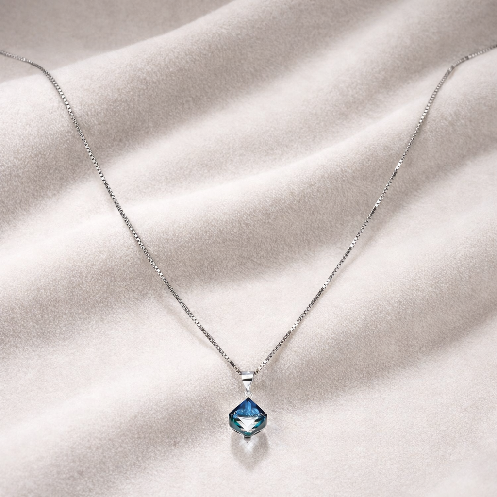 Iyamay Blue Heart Silver Necklace