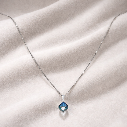 Iyamay Blue Heart Silver Necklace